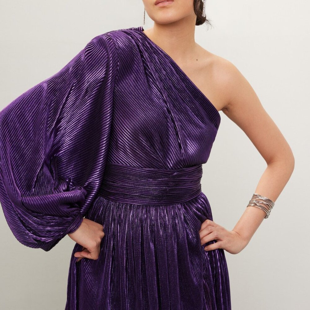 Bronx & Banco Purple Florence One Shoulder Maxi Grecian Gown, S (US 4) - Picture 3 of 15